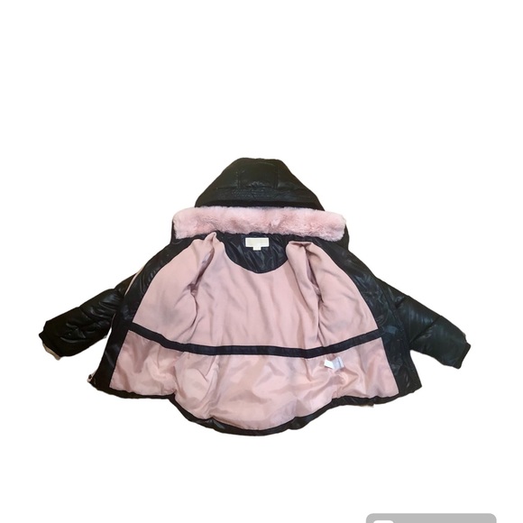MICHAEL Michael Kors black hooded puffer jacket pink lining, girls size 10/12 - Picture 4 of 13